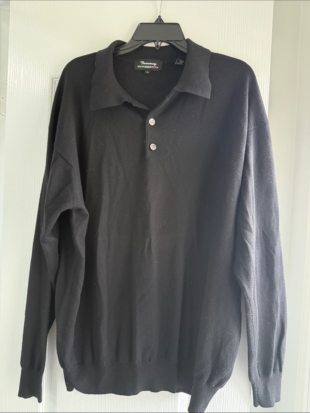 Tuscany Black V-Neck Long-Sleeve Sweater Polo